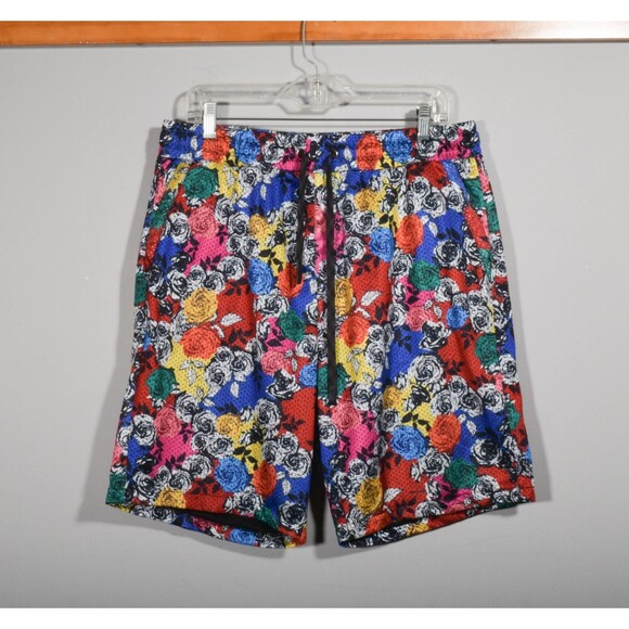 Fresh Prints of Bel Air Multi Color Rose Mesh Drawstring Basketball Shorts Sz XL - Picture 1 of 3
